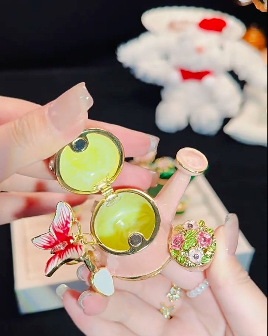 Hand Enameled Jewelry Box- Flower Pot(7.8*5*5 cm/3.1*2*2 inch;0.145 kg/5.1 oz)