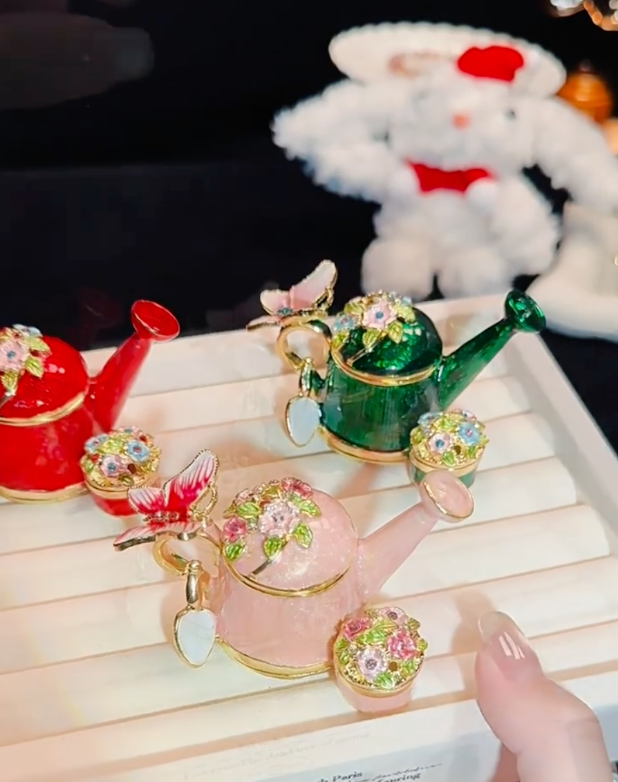 Hand Enameled Jewelry Box- Flower Pot(7.8*5*5 cm/3.1*2*2 inch;0.145 kg/5.1 oz)