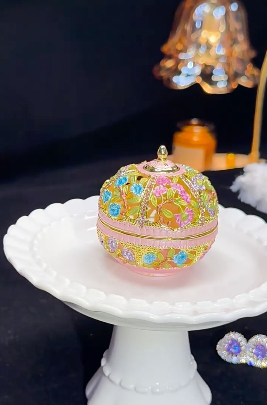 Hand Enameled Jewelry Box- Flower Box(6*6.5 cm/2.4*2.6 inch;0.153 kg/5.4 oz)