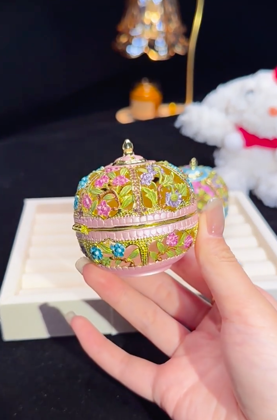 Hand Enameled Jewelry Box- Flower Box(6*6.5 cm/2.4*2.6 inch;0.153 kg/5.4 oz)