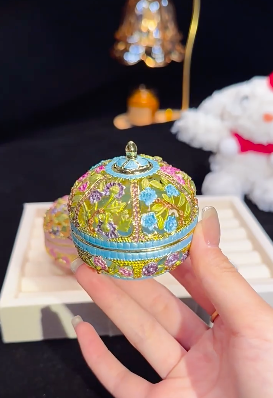 Hand Enameled Jewelry Box- Flower Box(6*6.5 cm/2.4*2.6 inch;0.153 kg/5.4 oz)
