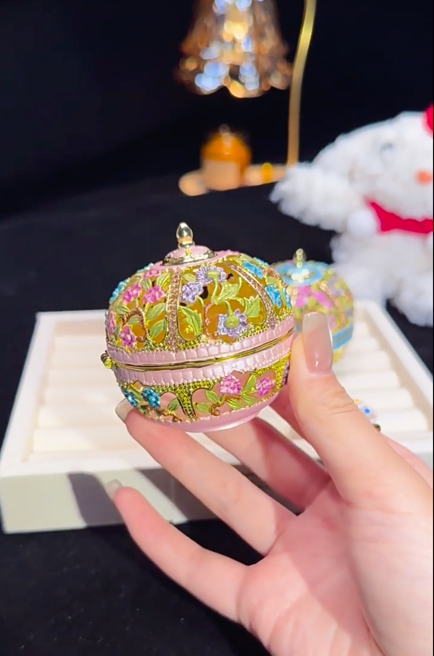 Hand Enameled Jewelry Box- Flower Box(6*6.5 cm/2.4*2.6 inch;0.153 kg/5.4 oz)