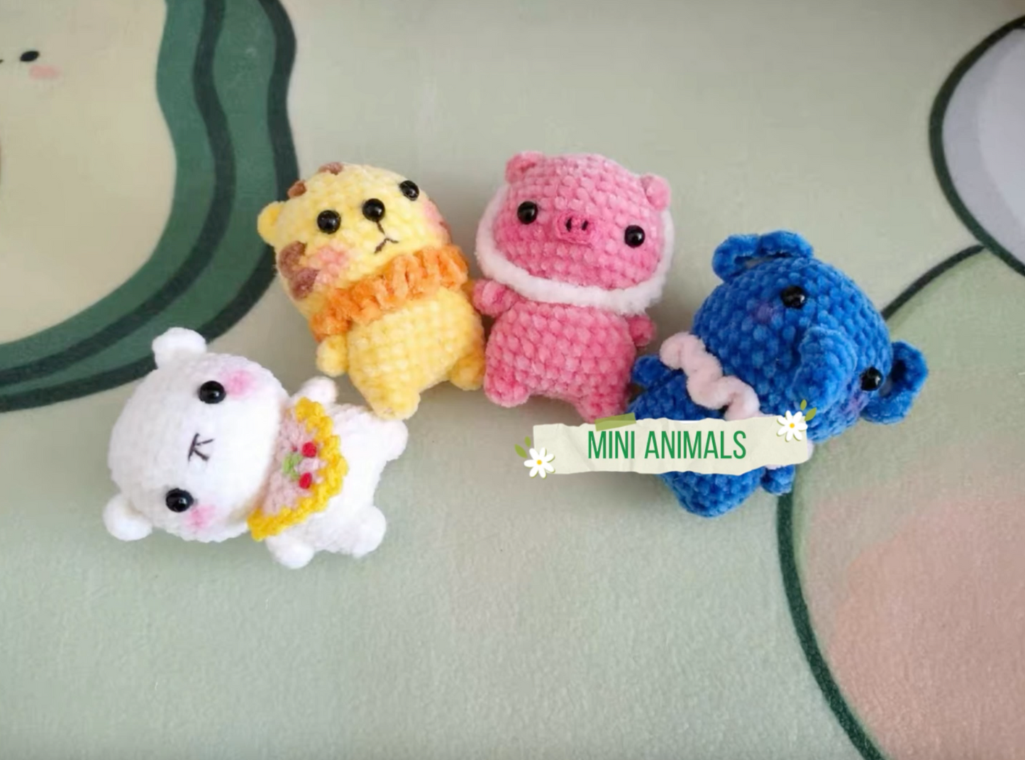 Crochet Mini Animals/Tiger/Elephant/Pig/Cat