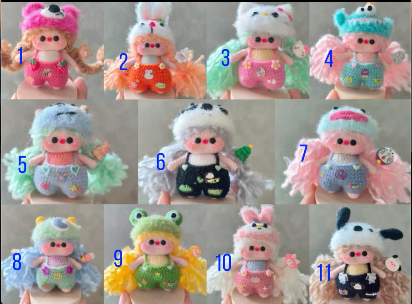 Crochet Pig Girl with Outfit/Mini Girl(6~7 cm/2.4~2.8 inch)