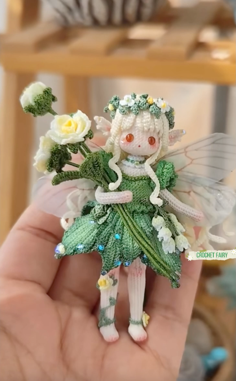 Crochet Mini Girl/Flower Fairy/Micro Crochet(8 cm/3.1 inch)