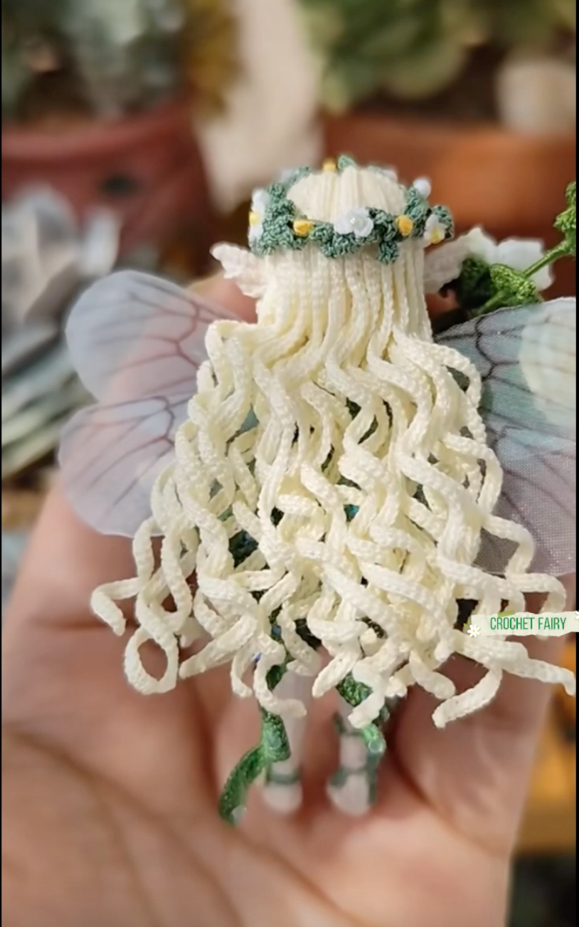 Crochet Mini Girl/Flower Fairy/Micro Crochet(8 cm/3.1 inch)
