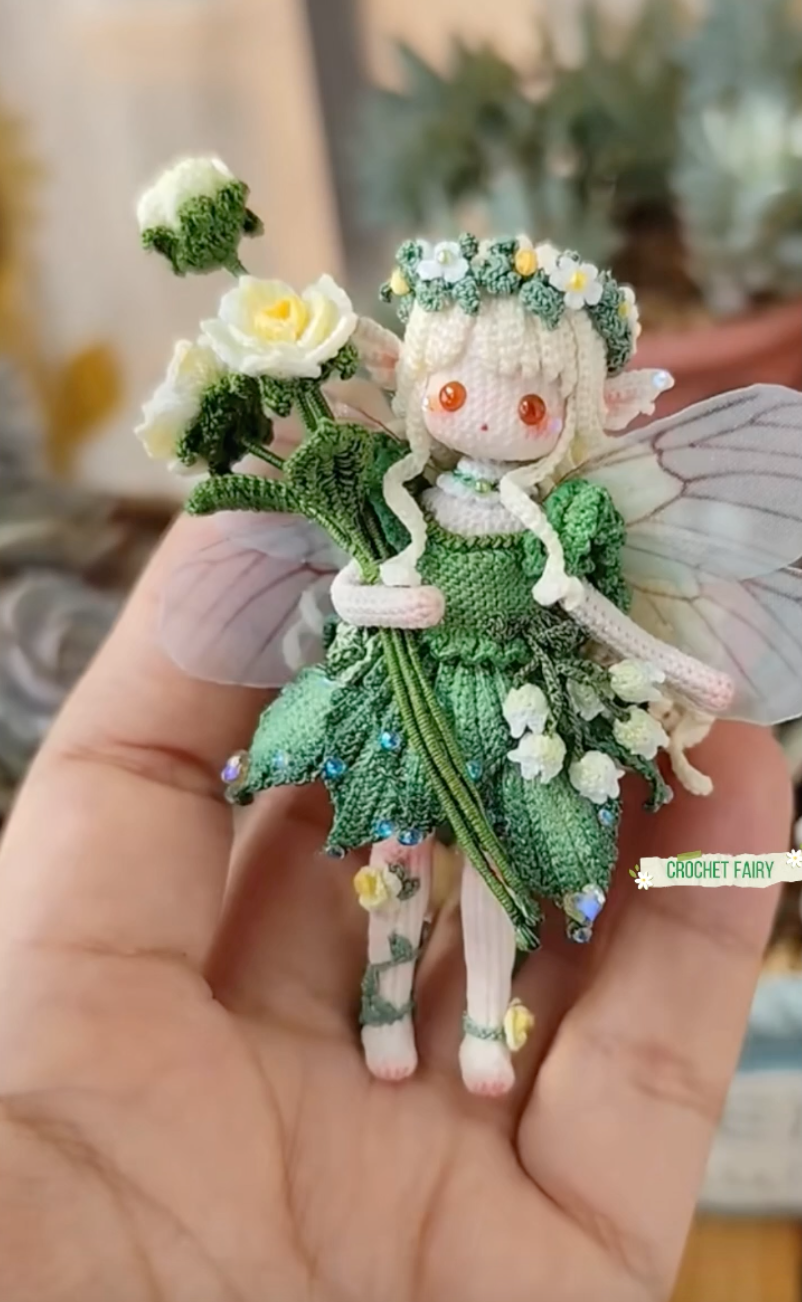 Crochet Mini Girl/Flower Fairy/Micro Crochet(8 cm/3.1 inch)