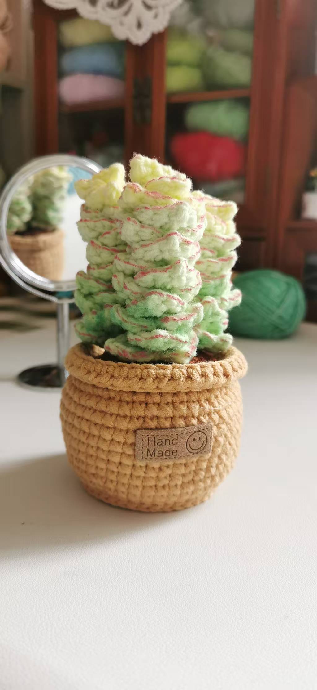 Crochet Succulent Plant with Crochet Pot(13 cm/5.1 inch)