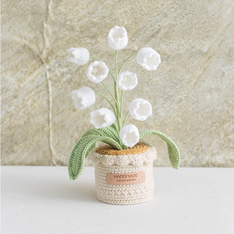 Lily of the Valley Flower with Crochet Pot(26 cm/10.2 inch)