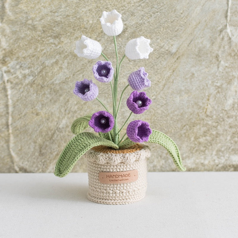 Lily of the Valley Flower with Crochet Pot(26 cm/10.2 inch)