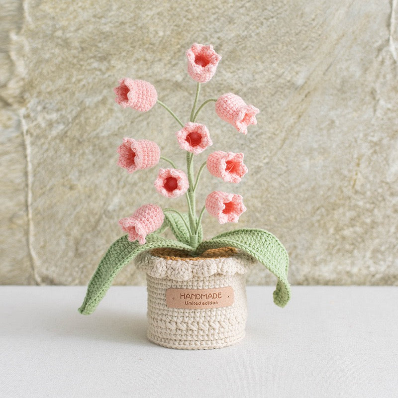 Lily of the Valley Flower with Crochet Pot(26 cm/10.2 inch)