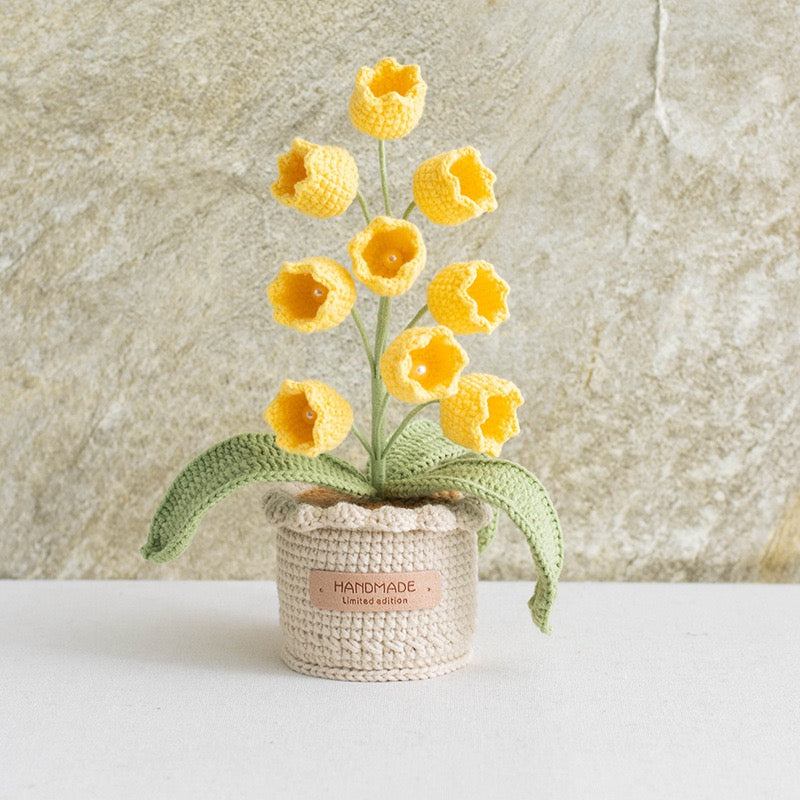 Lily of the Valley Flower with Crochet Pot(26 cm/10.2 inch)