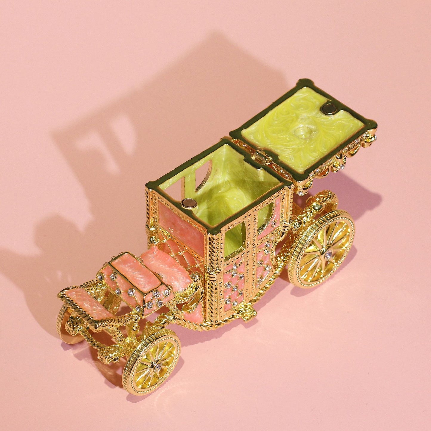 Hand Enameled Jewelry Box- Carriage/Crown Top(11.5*5.5*6.5 cm/4.5*2.2*2.6 inch;0.368 kg/13 oz)