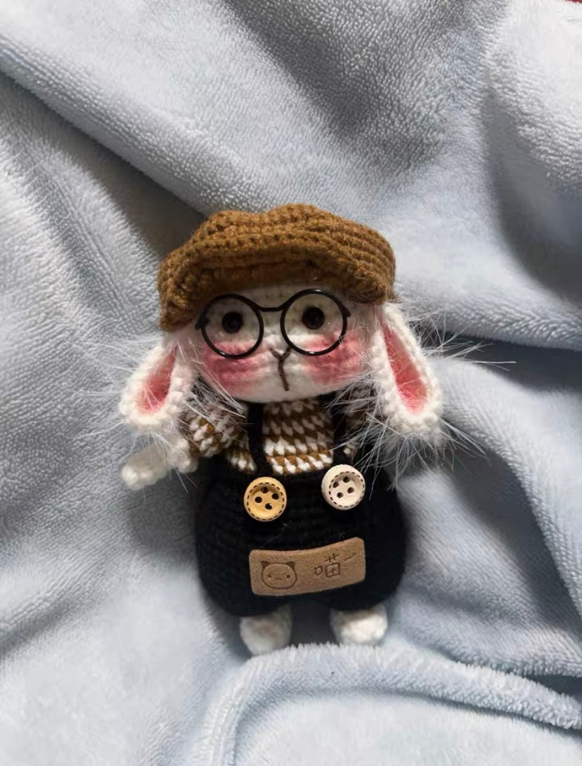 Crochet Bunny with Hat(5~7 cm/2~2.7 inch)