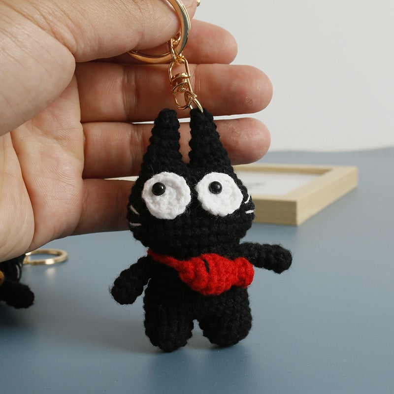 Cat with Fish Keychain