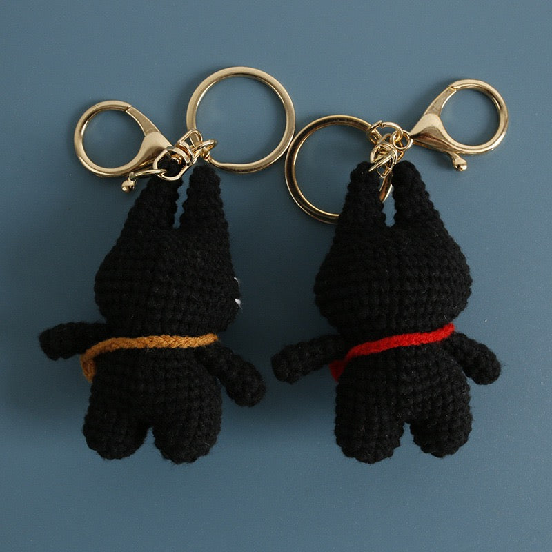 Cat with Fish Keychain