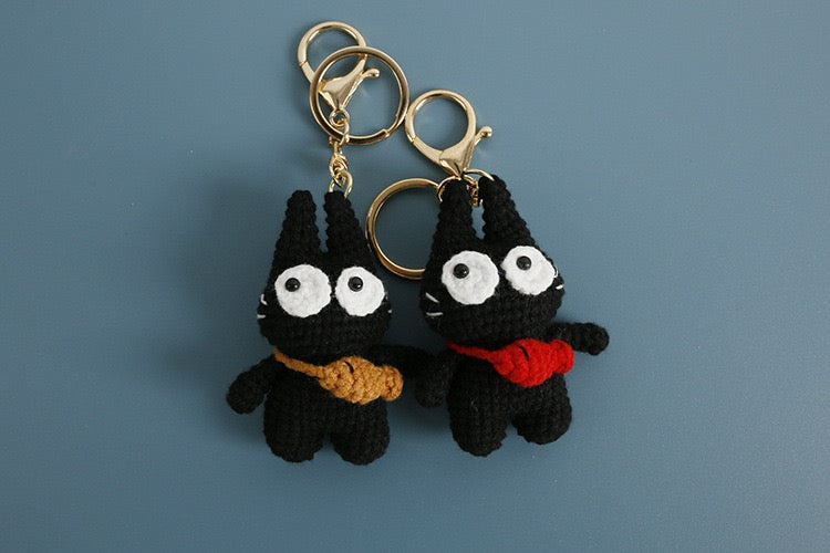 Cat with Fish Keychain