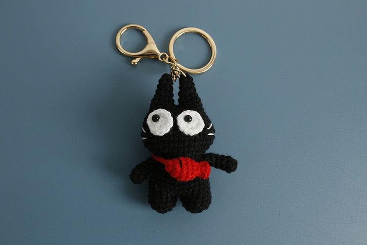 Cat with Fish Keychain
