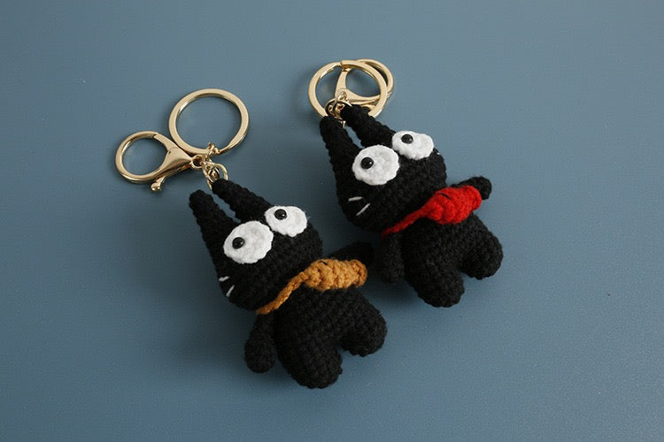 Cat with Fish Keychain