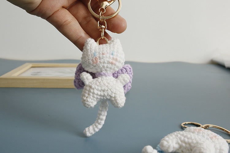 Cat with Bowknot Keychain