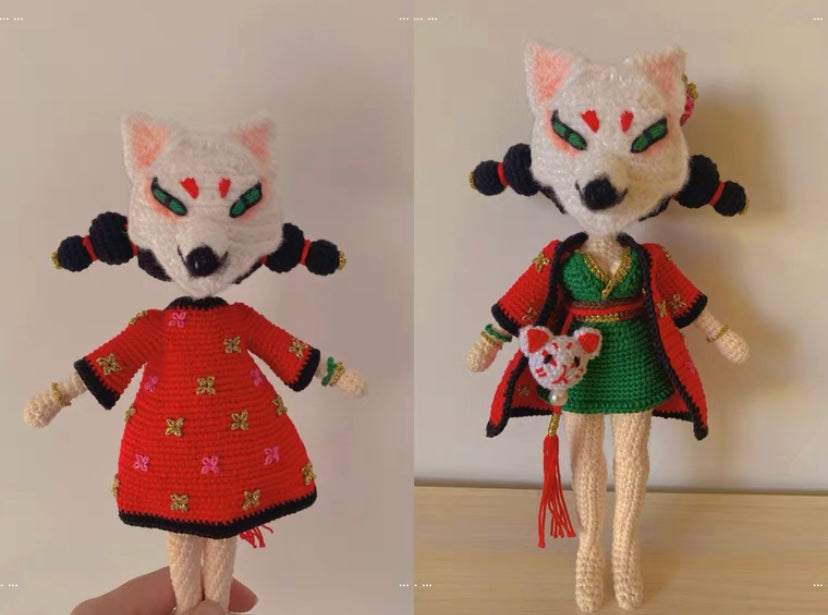 Crochet Fox Girl/Mini Girl(22 cm/8.7 inch)
