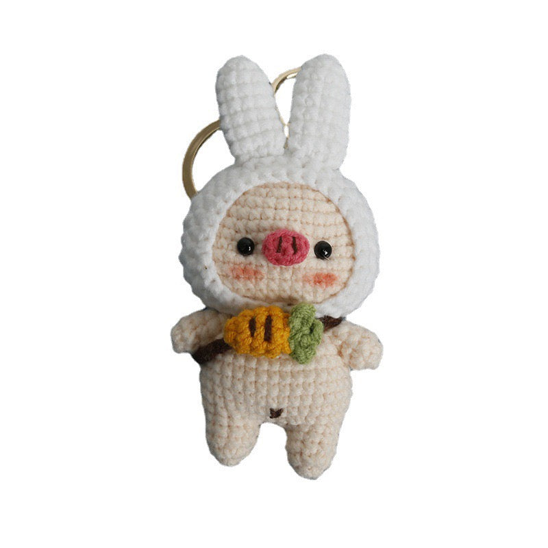 Pig with Bunny Hat keychain