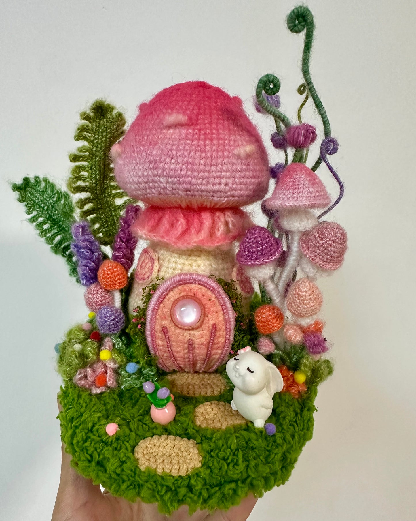 Crochet Mushroom House/Night Lamp(12*15 cm/4.7*5.9 inch)