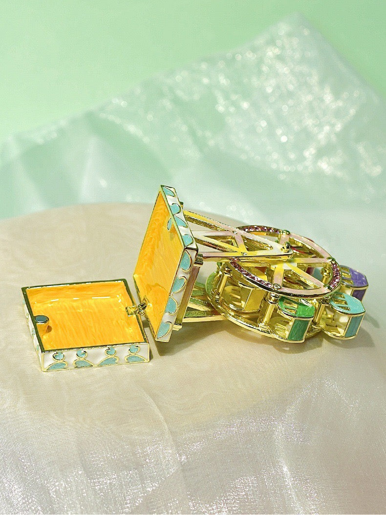 Hand Enameled Jewelry Box- Ferris Wheel(5.5*9.5 cm/2.2*3.7 inch;0.304 kg/10.8 oz)
