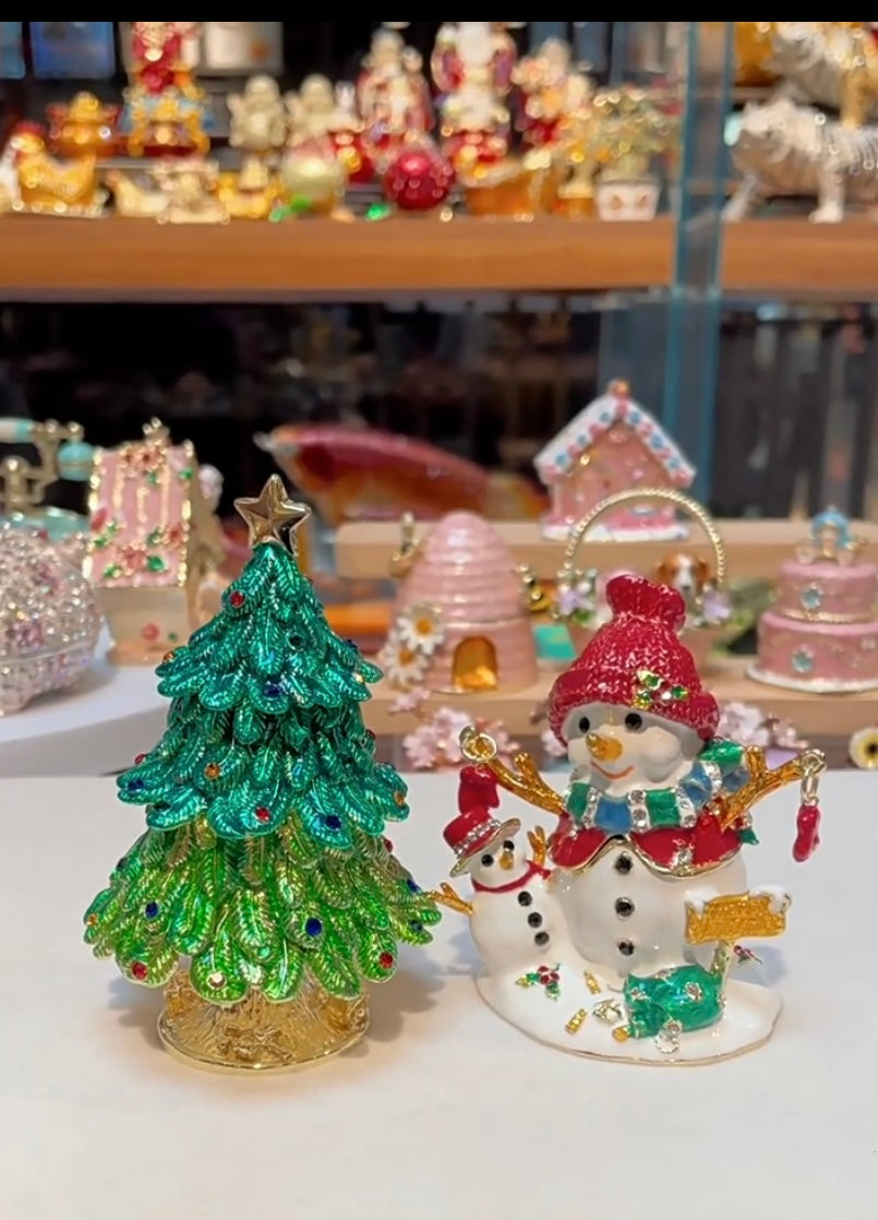Hand Enameled Jewelry Box- Snowman(5.5*5*8 cm/2.2*2*3.1 inch)