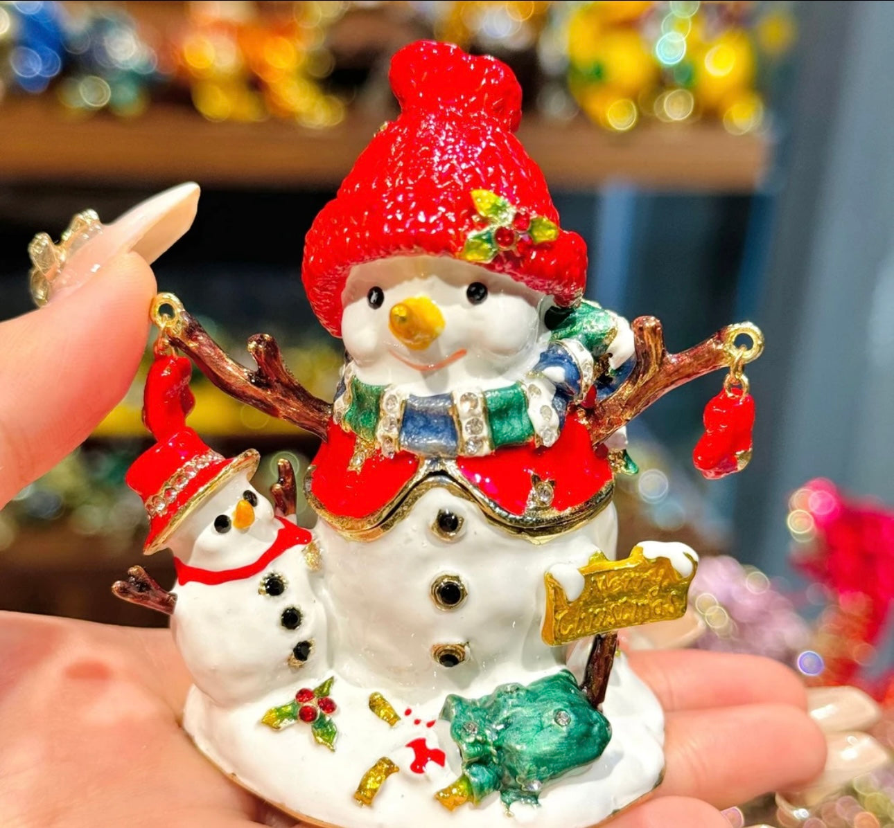 Hand Enameled Jewelry Box- Snowman(5.5*5*8 cm/2.2*2*3.1 inch)