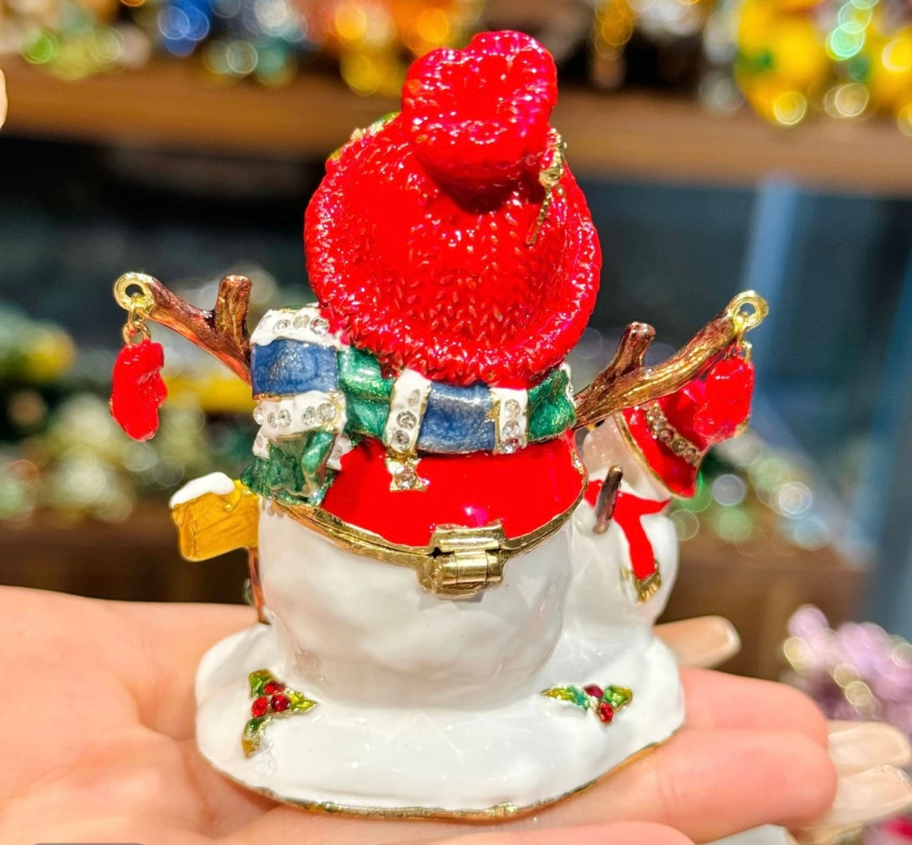 Hand Enameled Jewelry Box- Snowman(5.5*5*8 cm/2.2*2*3.1 inch)