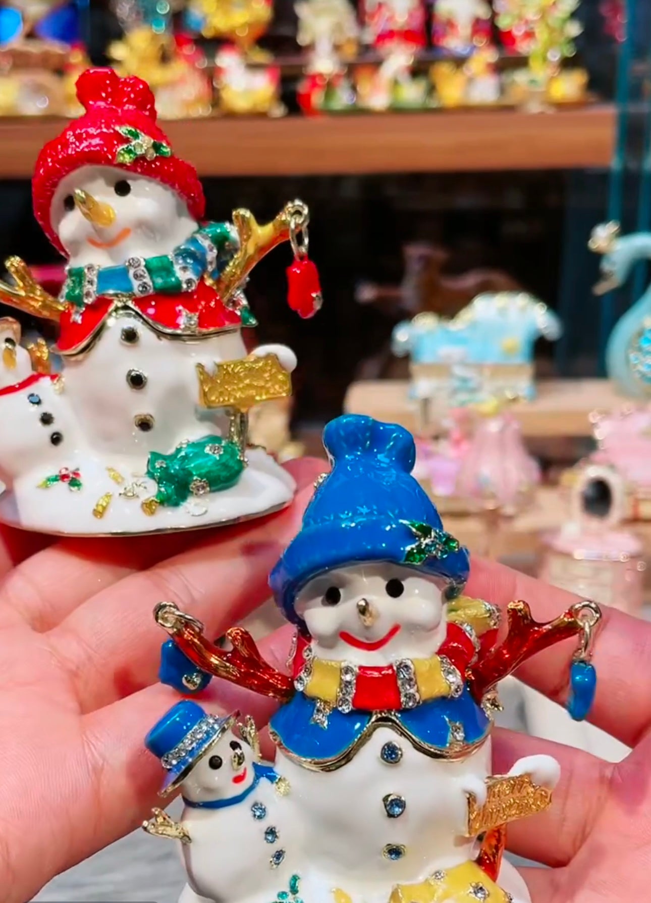 Hand Enameled Jewelry Box- Snowman(5.5*5*8 cm/2.2*2*3.1 inch)