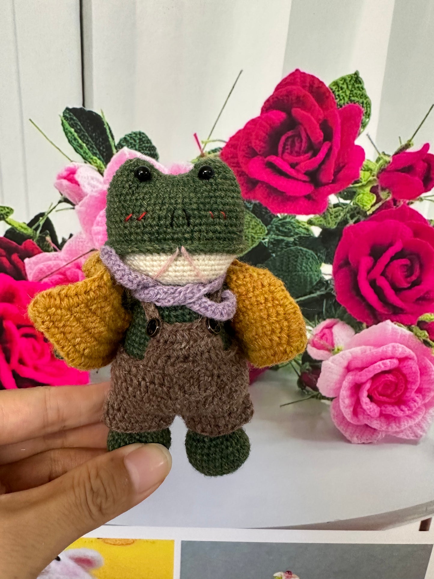 Crochet Frog with Outfit/Wool(11 cm/4.3 inch)