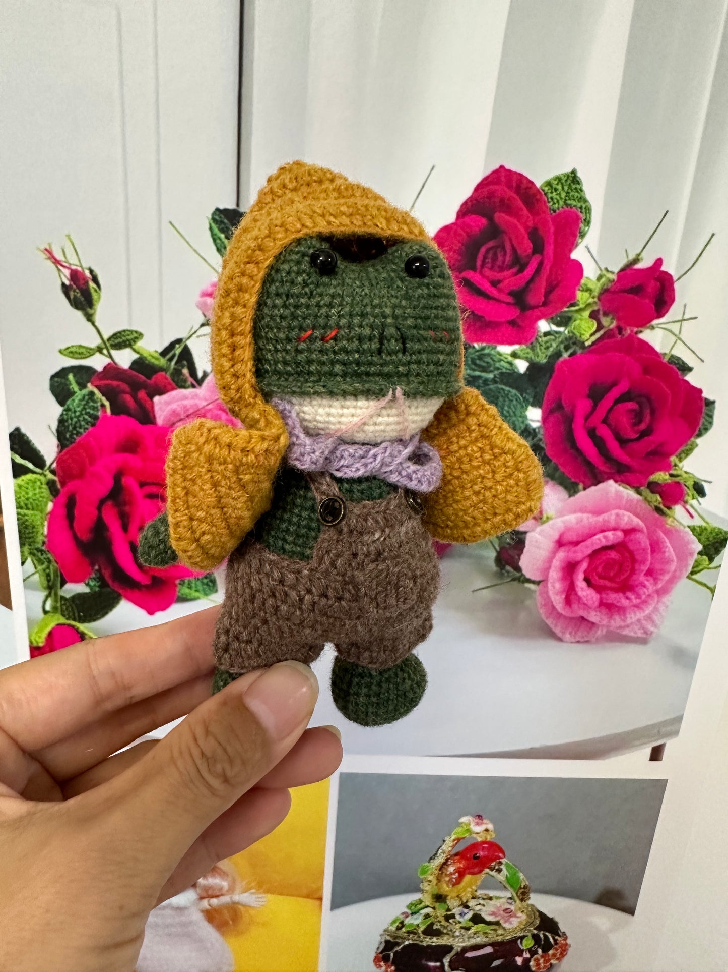 Crochet Frog with Outfit/Wool(11 cm/4.3 inch)