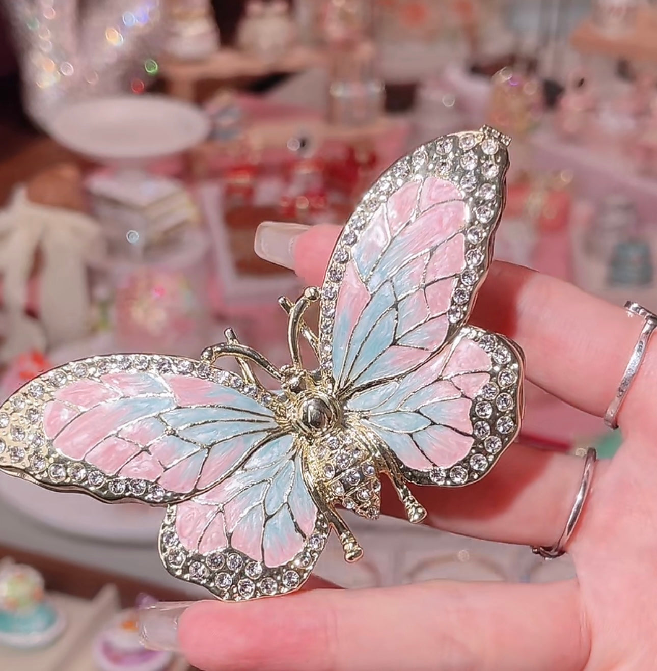 Hand Enameled Jewelry Box- Butterfly(10*5.5*2.5 cm/3.9*2.2*1 inch;0.205 kg/7.2 oz)