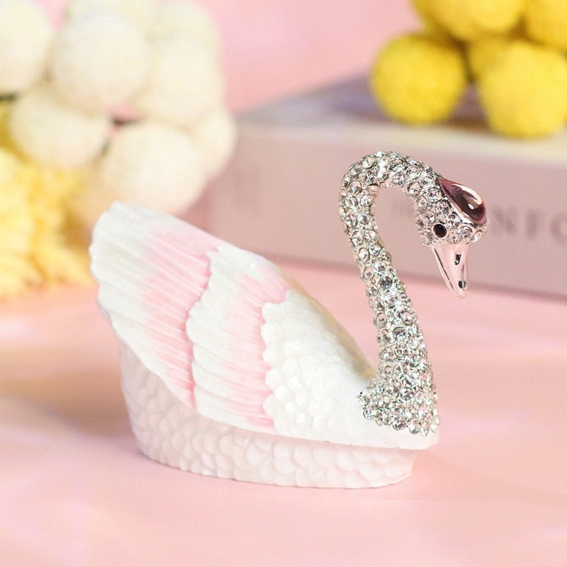 Hand Enameled Jewelry Box- Swan(Small: 9.5*7.5 cm/3.7*3 inch,0.28 kg/9.9 oz;Large: 10*12 cm/3.9*4.7 inch,0.49 kg/17.3 oz)