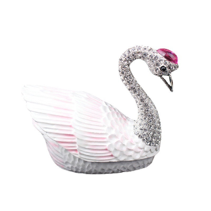 Hand Enameled Jewelry Box- Swan(Small: 9.5*7.5 cm/3.7*3 inch,0.28 kg/9.9 oz;Large: 10*12 cm/3.9*4.7 inch,0.49 kg/17.3 oz)