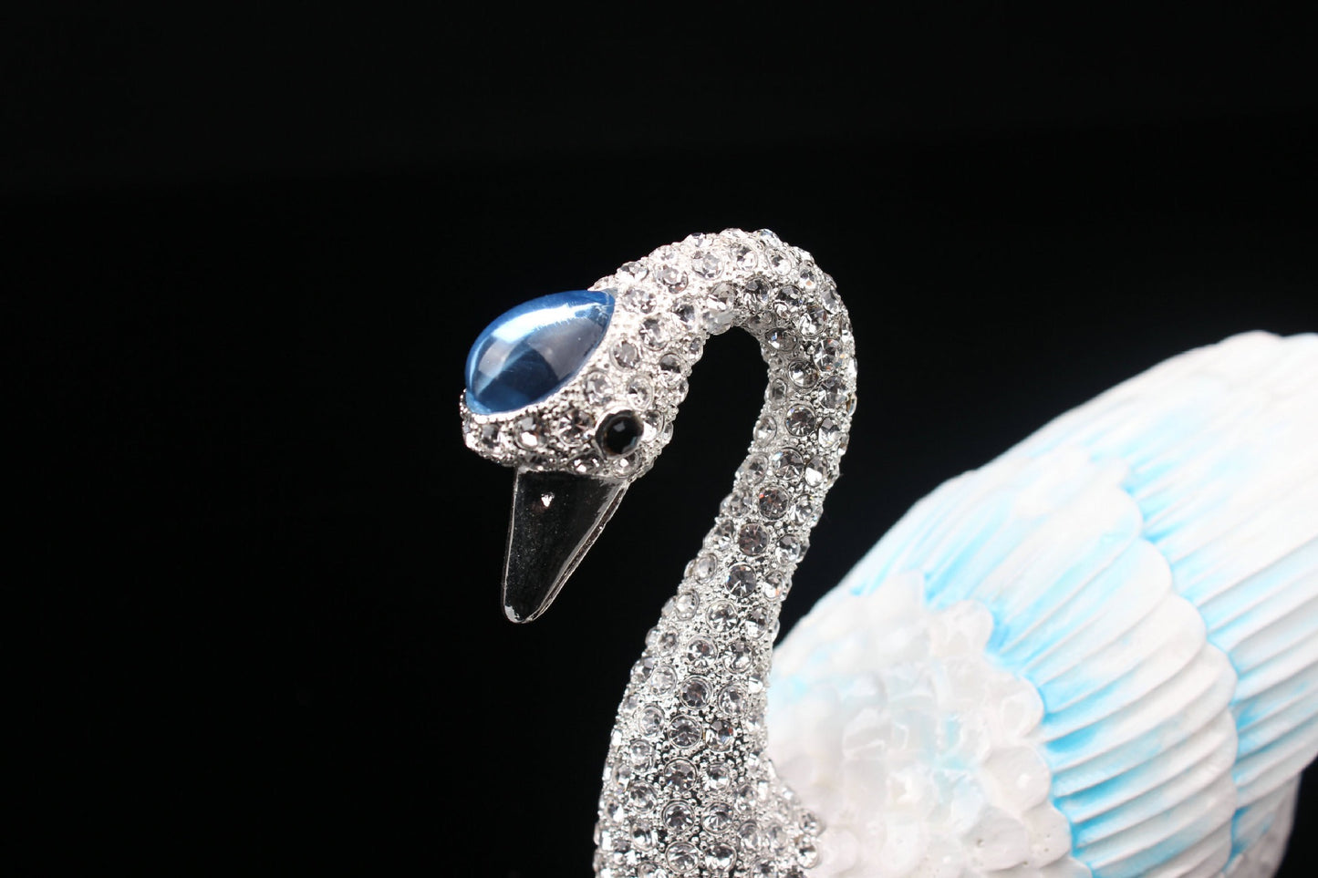 Hand Enameled Jewelry Box- Swan(Small: 9.5*7.5 cm/3.7*3 inch,0.28 kg/9.9 oz;Large: 10*12 cm/3.9*4.7 inch,0.49 kg/17.3 oz)