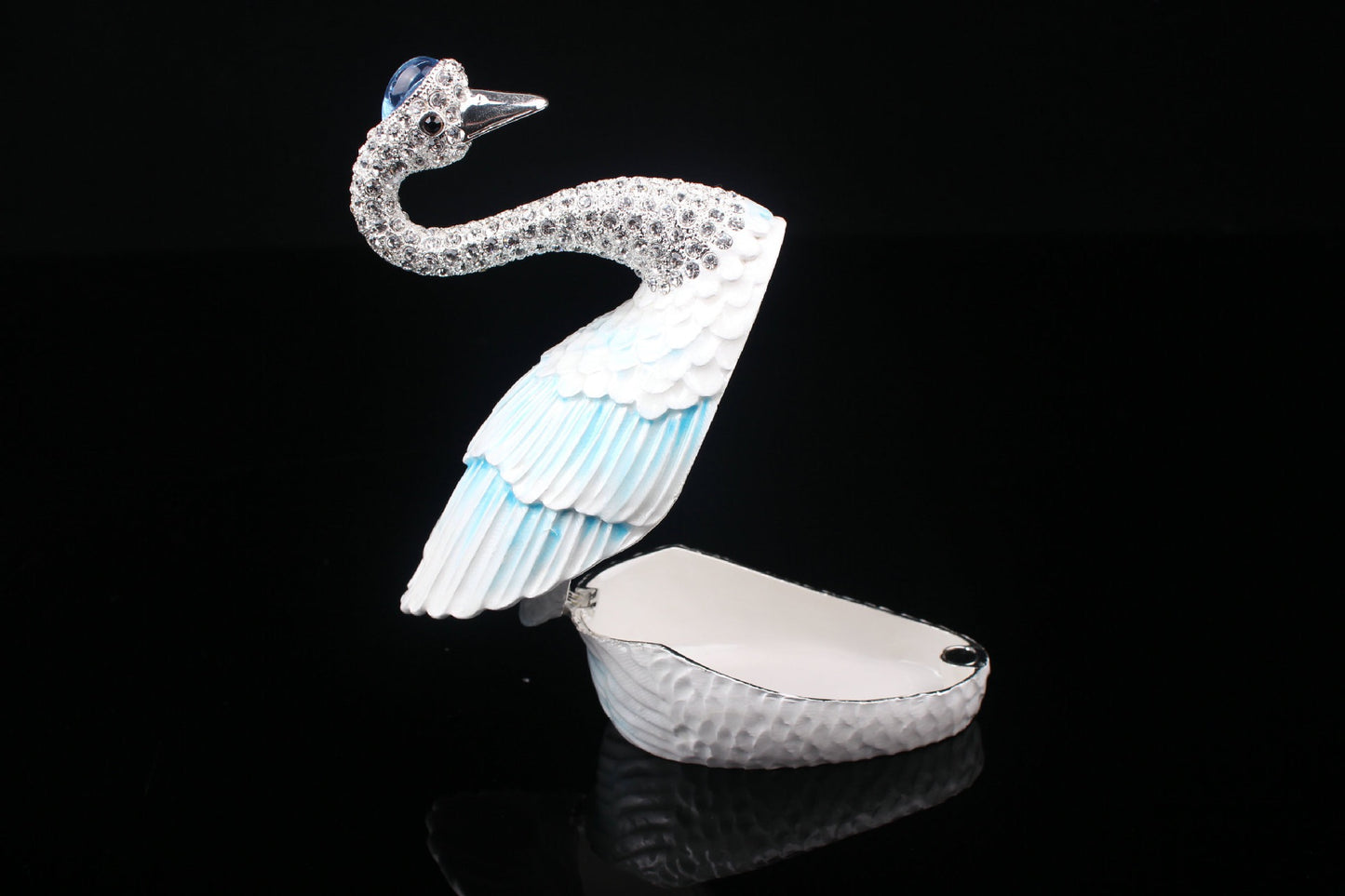 Hand Enameled Jewelry Box- Swan(Small: 9.5*7.5 cm/3.7*3 inch,0.28 kg/9.9 oz;Large: 10*12 cm/3.9*4.7 inch,0.49 kg/17.3 oz)