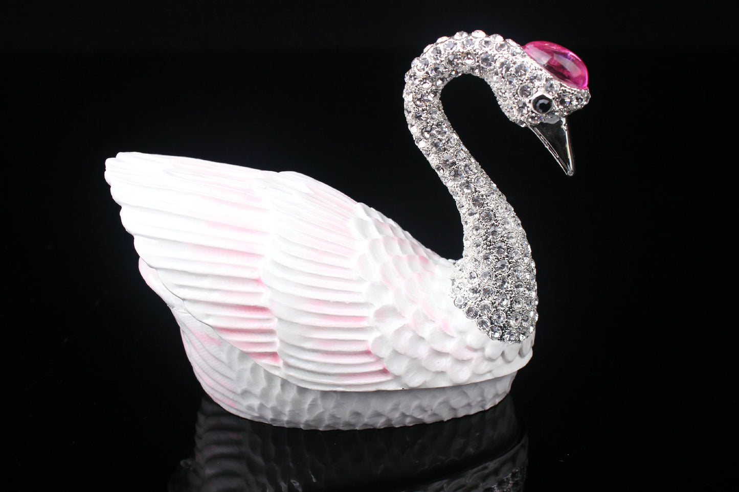 Hand Enameled Jewelry Box- Swan(Small: 9.5*7.5 cm/3.7*3 inch,0.28 kg/9.9 oz;Large: 10*12 cm/3.9*4.7 inch,0.49 kg/17.3 oz)