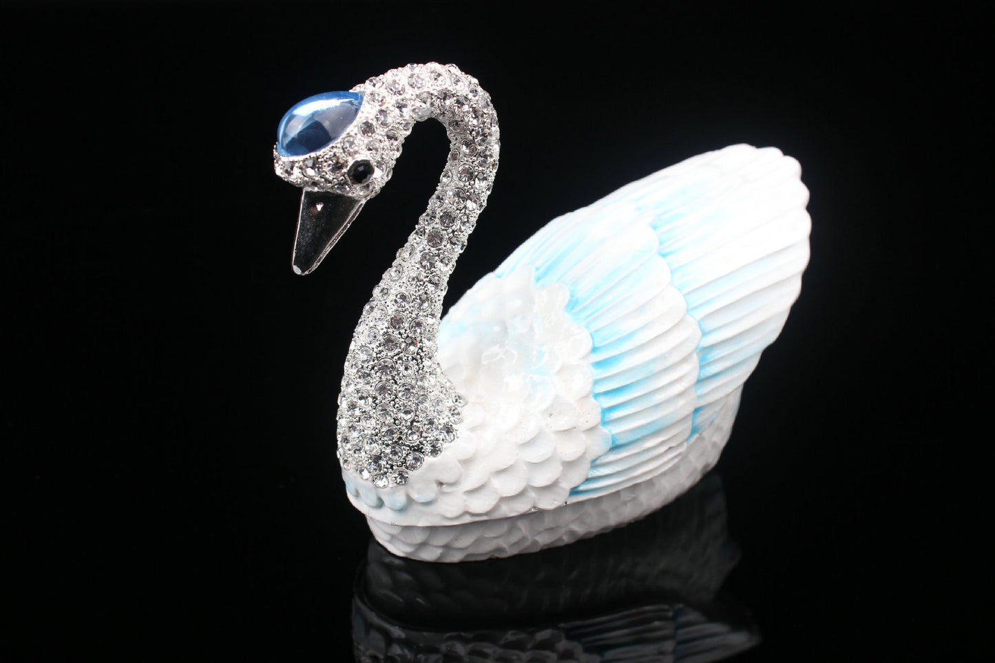Hand Enameled Jewelry Box- Swan(Small: 9.5*7.5 cm/3.7*3 inch,0.28 kg/9.9 oz;Large: 10*12 cm/3.9*4.7 inch,0.49 kg/17.3 oz)