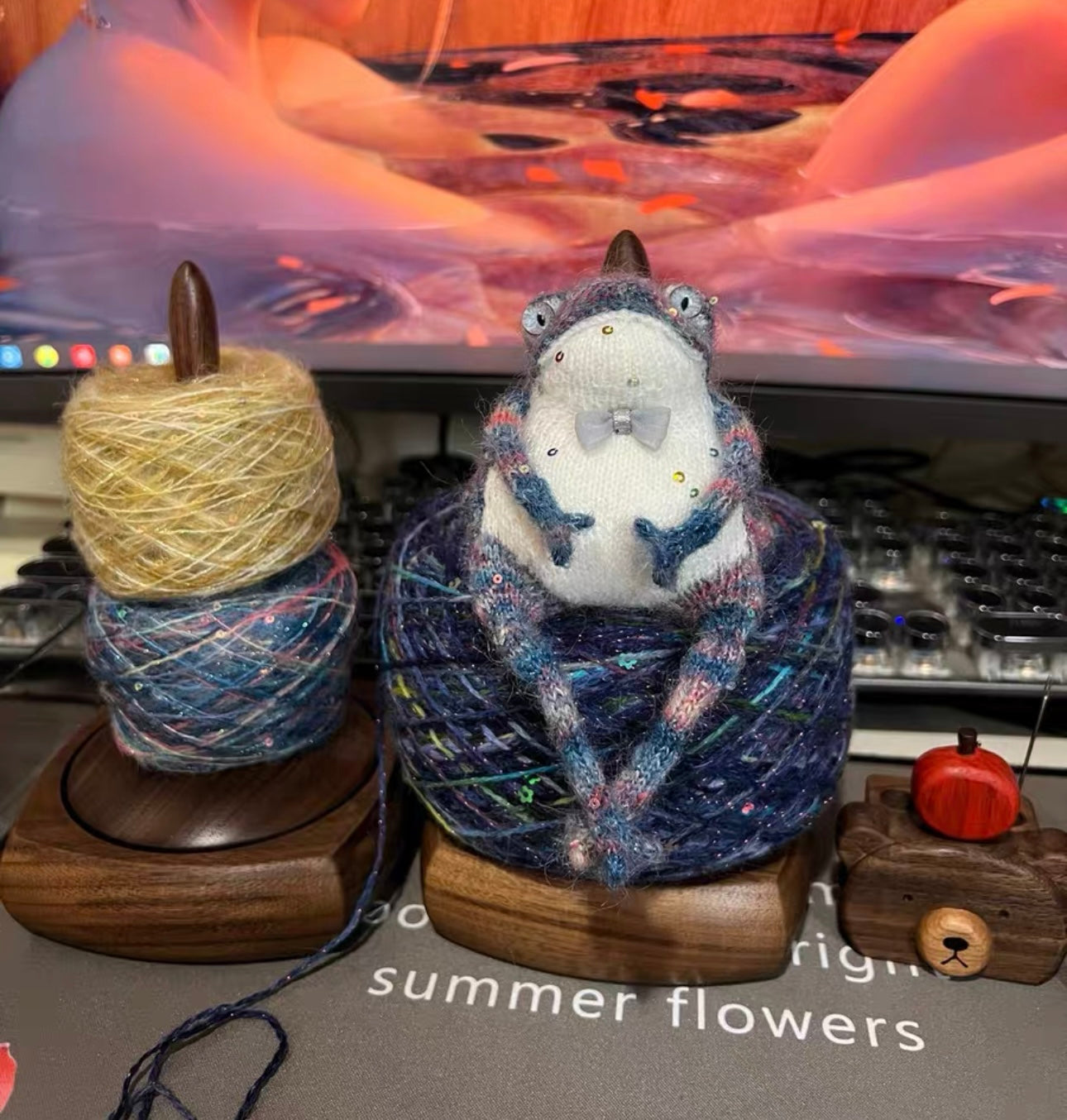 Knitted Frog/Mohair Yarn(Sitting Height:7 cm/2.8 inch)