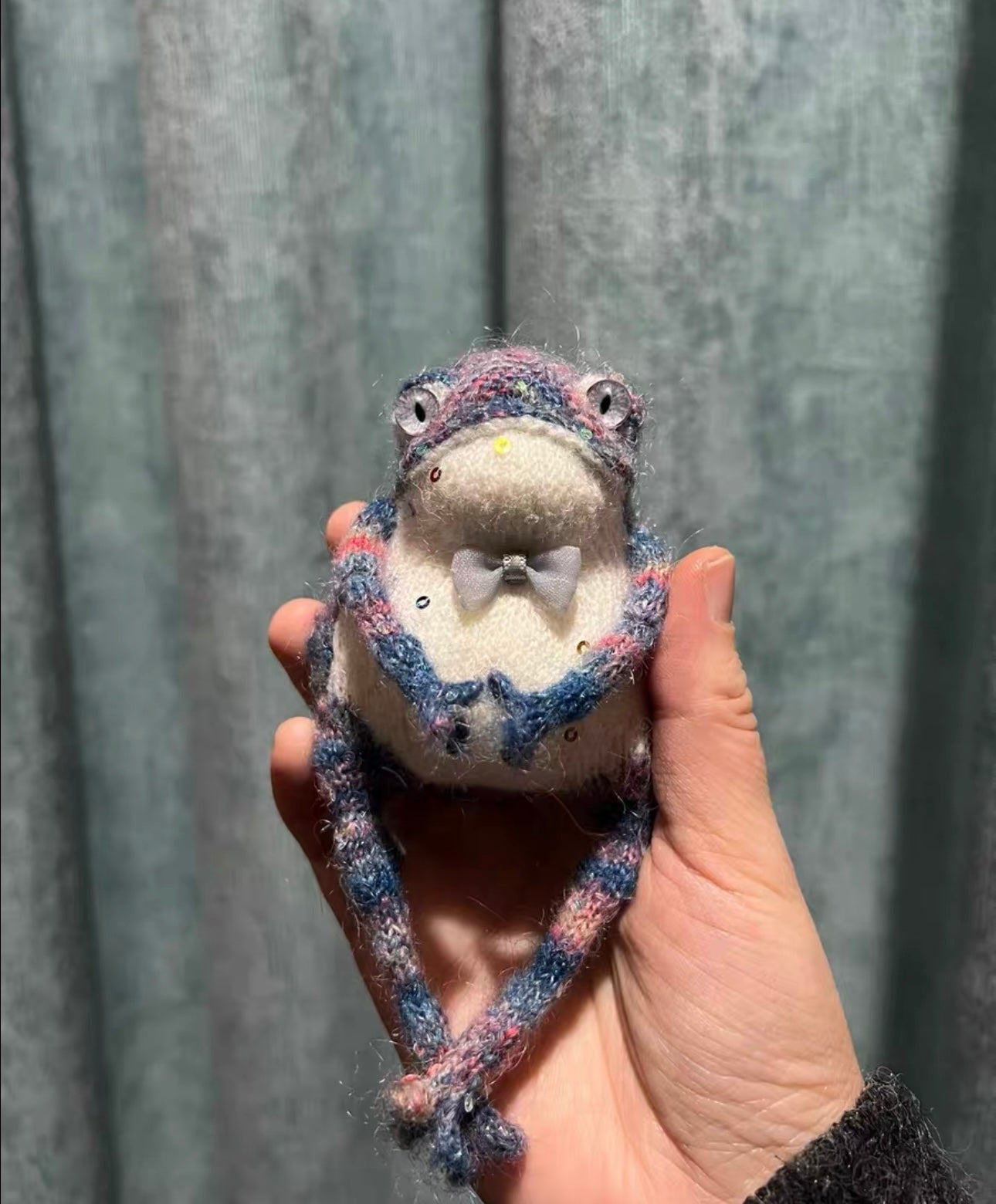 Knitted Frog/Mohair Yarn(Sitting Height:7 cm/2.8 inch)
