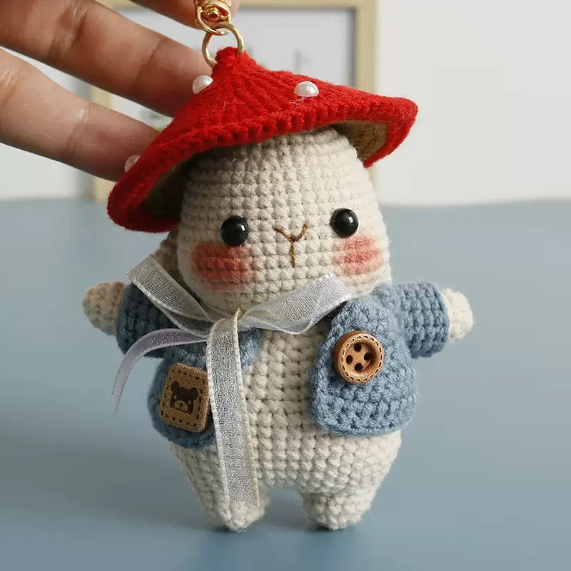 Crochet Bunny with Mushroom Hat
