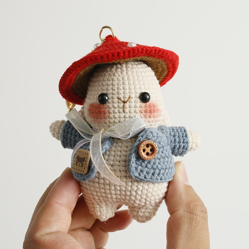 Crochet Bunny with Mushroom Hat