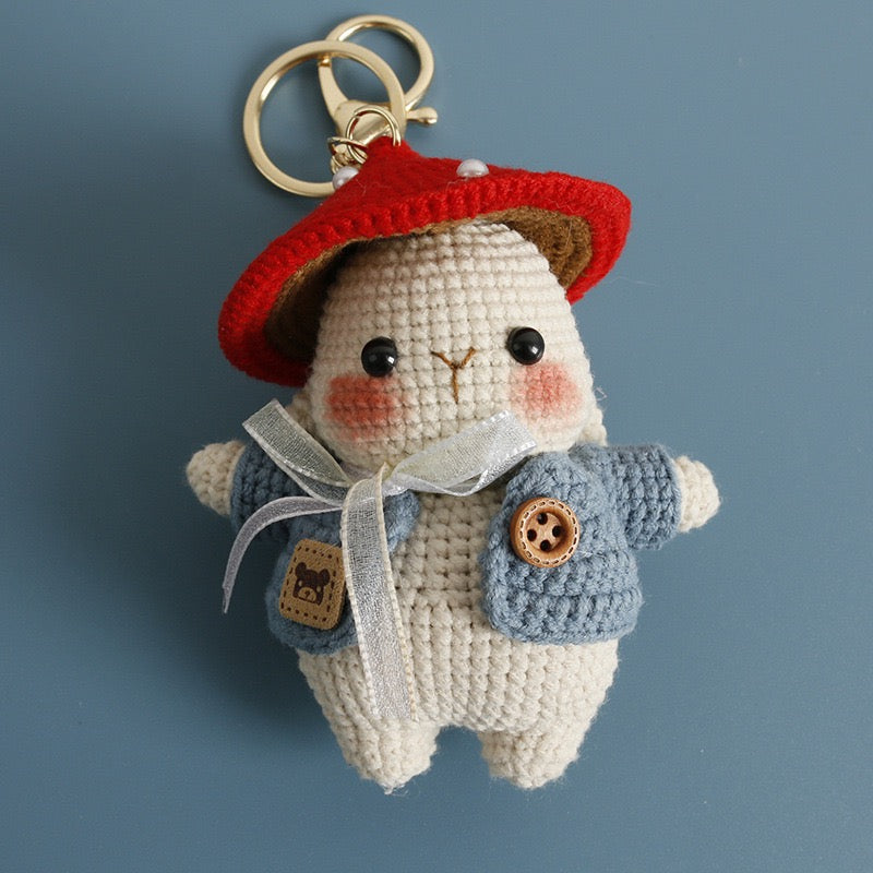 Crochet Bunny with Mushroom Hat
