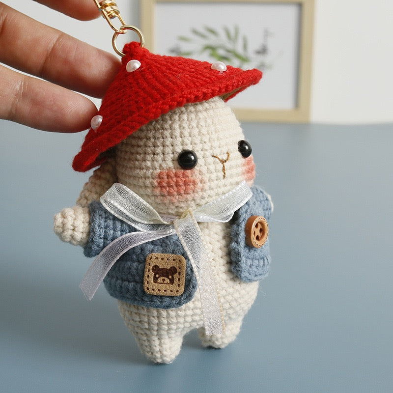 Crochet Bunny with Mushroom Hat