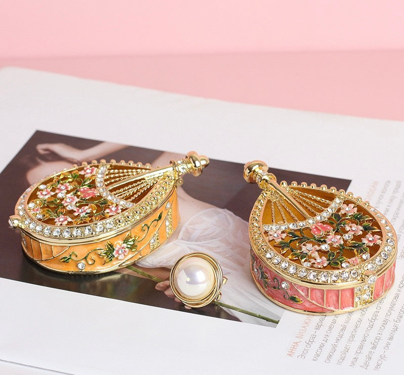 Hand Enameled Jewelry Box- Flower Box(8.5*5.5*2.5 cm/3.3*2.2*1 inch;0.15 kg/5.3 oz)