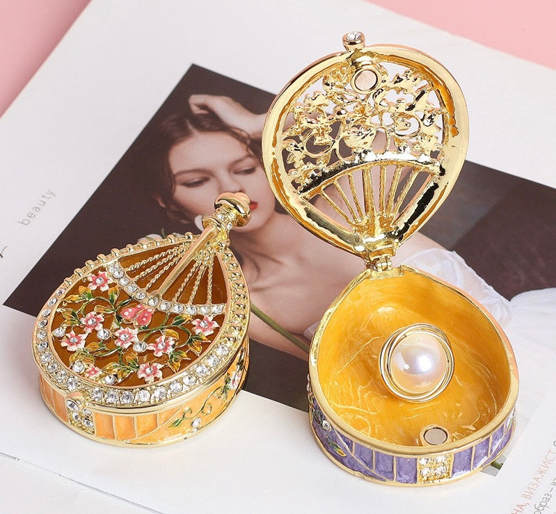 Hand Enameled Jewelry Box- Flower Box(8.5*5.5*2.5 cm/3.3*2.2*1 inch;0.15 kg/5.3 oz)