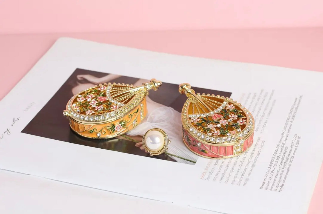 Hand Enameled Jewelry Box- Flower Box(8.5*5.5*2.5 cm/3.3*2.2*1 inch;0.15 kg/5.3 oz)